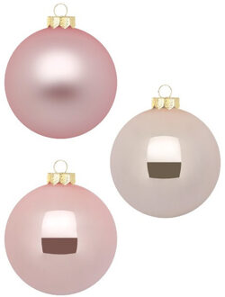 Grote kerstballen - 6x st - roze - D10 cm - glas - kerstversiering
