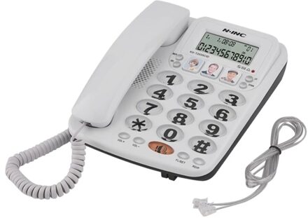 Grote Knop Snoer Telefonos Fijos De Casa Met Luidspreker Speed Dial Telefoon Beller-Id Thuis Kantoor Telefoon Vaste wit