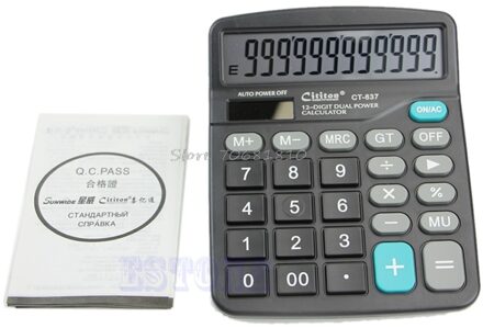 Grote Knoppen Dual Power Solar & Battery Powered Desktop Bureau Cijferige Rekenmachine