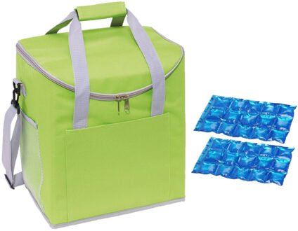 Grote koeltas groen met 2 stuks flexibele koelelementen 27 liter