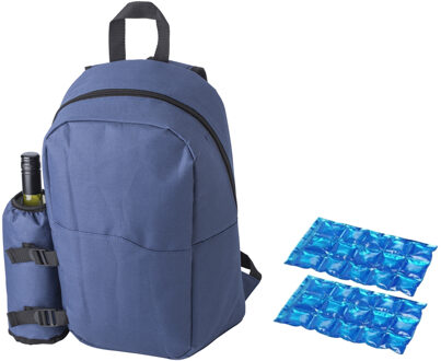 Grote koeltas rugtas/rugzak blauw met 2 stuks flexibele koelelementen 18 liter