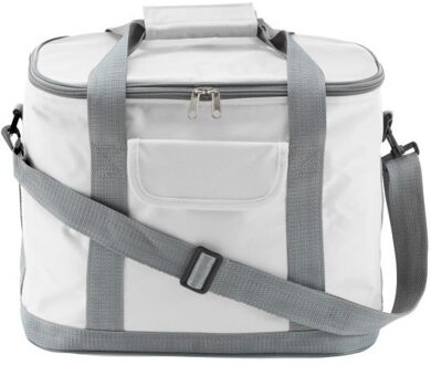 Grote koeltas Sitges - wit/grijs - met verstelbare band - 17 liter - Koeltassen outdoor / strand