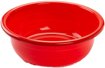 Grote kunststof teiltje/afwasbak rond 20 liter rood