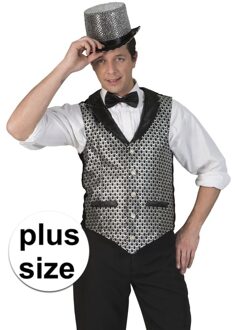 Grote maat verkleed gilet - zilver / zwart - voor heren - stijlvol