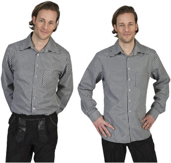 Grote maat zwart met wit geruit cowboy overhemd voor heren 60-62 (3XL/4XL) - Carnavalsblouses Multikleur