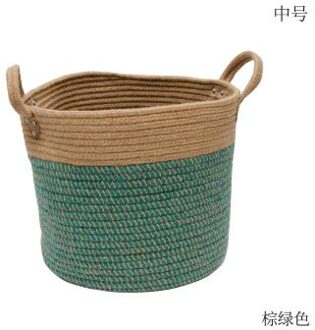 Grote Mand Geweven Opslag Mand Met Handgrepen Natuurlijke Jute Wasmand Speelgoed Handdoeken Deken Mand Home Decor S / brownish groen