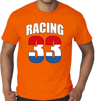 Grote maten autocoureur / autosport supporter racing 33 t-shirt oranje voor heren 4XL