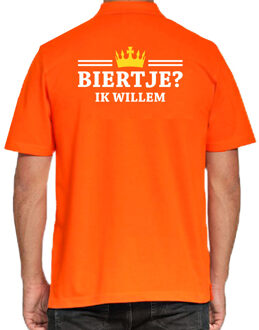 Grote maten Biertje ik Willem polo shirt oranje voor heren - Koningsdag polo shirts 3XL