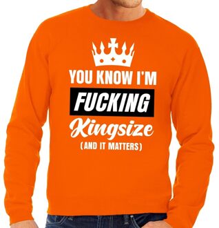 Grote maten Fucking Kingsize oranje sweater - grote maten trui - Koningsdag kleding 4XL