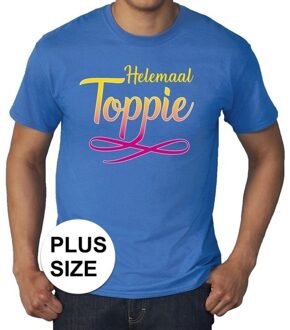 Grote maten Helemaal toppie t-shirt - blauwe met gekleurde letters - plus size heren 4XL
