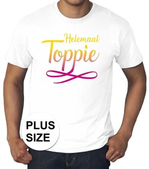 Grote maten Helemaal toppie t-shirt - wit met gekleurde letters - plus size heren 4XL