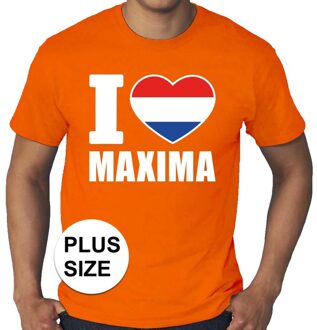 Grote maten I love Maxima shirt oranje heren 4XL - Feestshirts