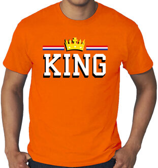 Grote maten King t-shirt oranje voor heren - Koningsdag shirts 3XL