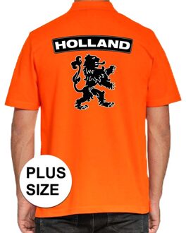 Grote maten Koningsdag polo t-shirt oranje Holland met grote zwarte leeuw voor heren 4XL - Feestshirts
