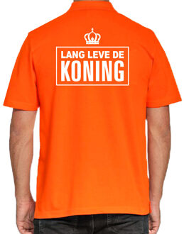 Grote maten Lang leve de Koning polo shirt oranje voor heren - Koningsdag polo shirts 3XL
