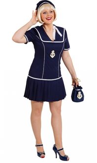 Grote maten matrozen kostuum voor dames 2 delig Blauw