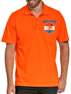 Grote maten oranje fan poloshirt / kleding met vlagcirkel en leeuw EK/ WK voor heren 4XL