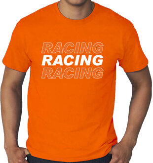Grote maten Racing supporter / race fan t-shirt oranje voor heren 4XL