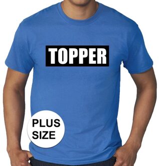 Grote maten Topper  in kader shirt heren blauw  / Blauw Topper t-shirt plus size heren 3XL