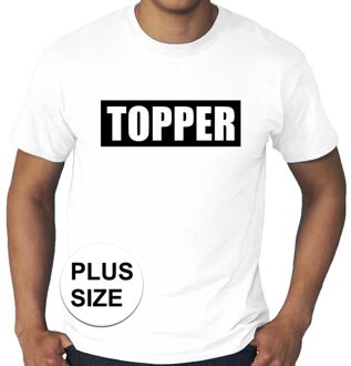 Grote maten Topper  in kader shirt heren wit  / Wit Topper t-shirt plus size heren 3XL
