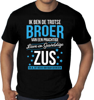 Grote maten Trotse broer / zus cadeau t-shirt zwart voor heren 3XL