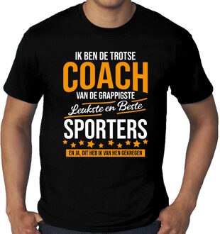 Grote maten Trotse coach van de beste sporters cadeau t-shirt zwart voor heren 3XL