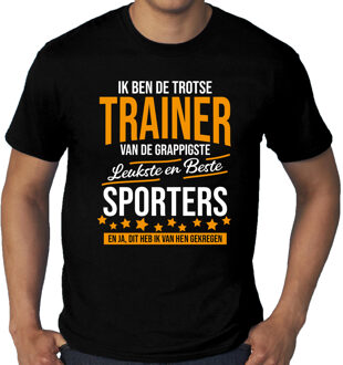 Grote maten Trotse trainer van de beste sporters cadeau t-shirt zwart voor heren 4XL