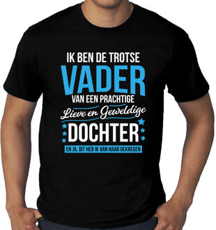 Grote maten Trotse vader / dochter cadeau t-shirt zwart voor heren 4XL