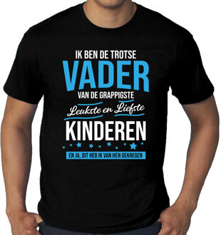 Grote maten Trotse vader / kinderen cadeau t-shirt zwart voor heren 3XL