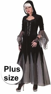 Grote maten vampieren verkleed jurk - Dames - zwart/grijs - Halloween kleding