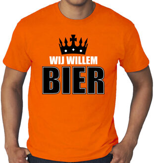 Grote maten Wij Willem bier t-shirt oranje voor heren - Koningsdag shirts 4XL