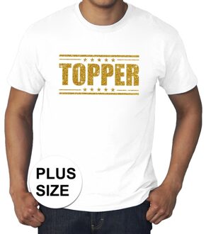 Grote maten wit Topper t-shirt - Topper in gouden glitter letters heren - Toppers dresscode kleding 3XL