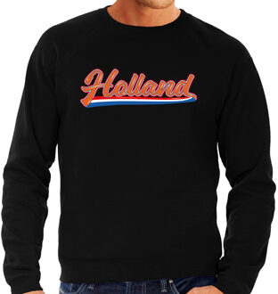 Grote maten zwarte fan sweater / trui Holland met Nederlandse wimpel EK/ WK voor heren 4XL - Feesttruien