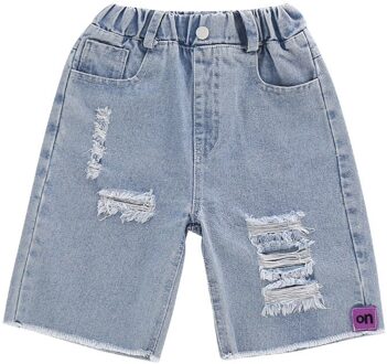 Grote Meisjes Blue Ripped Denim Korte Jeans Kids Elastische Taille Shorts Broek Tiener Zomer Casual Korte Broek 5 7 8 9 11 12 14 Jaar