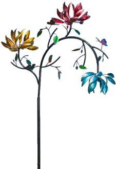 Grote Metalen Wind Spin Met Drie Spin Bloemen En Vlinders Windmolen Tuin Yard Party Decoratie roos