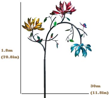 Grote Metalen Wind Spinner Met Drie Spin Bloemen En Vlinders Windmolen Roterende Tuin Gazon Party Decor Speelgoed Grappig Games