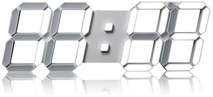 Grote Moderne Digitale Led Skelet Wandklok Timer 24/12 3D, Wit