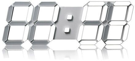 Grote Moderne Digitale Led Skelet Wandklok Timer 24/12 3D wit
