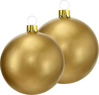 Grote opblaasbare decoratie kerstballen - 2x st - 45 en 65 cm - goud