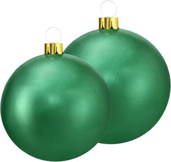 Grote opblaasbare decoratie kerstballen - 2x st - 45 en 65 cm - groen