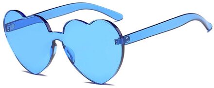 Grote Oversized Womens Hartvormige Zonnebril Leuke Liefde Mode Brillen blauw