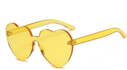 Grote Oversized Womens Hartvormige Zonnebril Leuke Liefde Mode Brillen geel