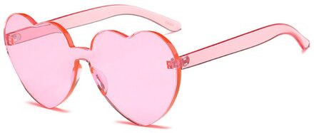Grote Oversized Womens Hartvormige Zonnebril Leuke Liefde Mode Brillen roze