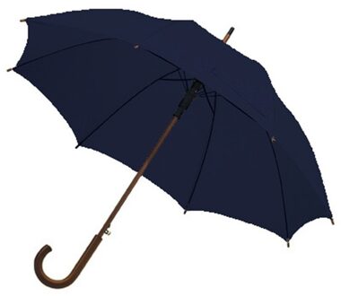 Grote paraplu met houten handvat - 1x - blauw scherm - dia 103 cm - volwassenen - polyester