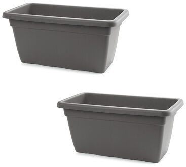 Grote plantenbak - 2x stuks - antraciet grijs - rechthoekig - 80 x 40 x 33 cm