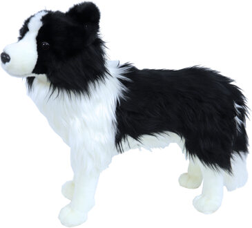 Grote pluche Border Collie hond - zwart/wit - 53 cm - staand - knuffel - knuffelhond