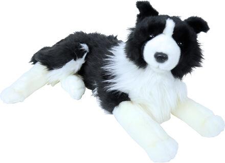 Grote Pluche Zwart/witte Border Collie Hond Knuffel 53 Cm - Honden Huisdieren Knuffels - Speelgoed Voor Kinderen