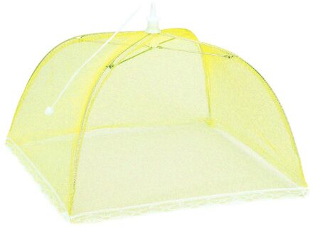 Grote Pop-Up Mesh Screen Beschermen Voedsel Cover Tent Dome Net Paraplu Picknick Keuken Gevouwen Mesh Anti-Fly mosquito Paraplu # T2P geel
