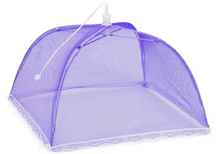 Grote Pop-Up Mesh Screen Beschermen Voedsel Cover Tent Dome Net Paraplu Picknick Keuken Gevouwen Mesh Anti-Fly mosquito Paraplu # T2P paars