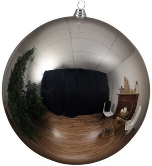 Grote raam/deur/kerstboom decoratie zilveren kerstballen 20 cm glans - Kerstbal Zilverkleurig